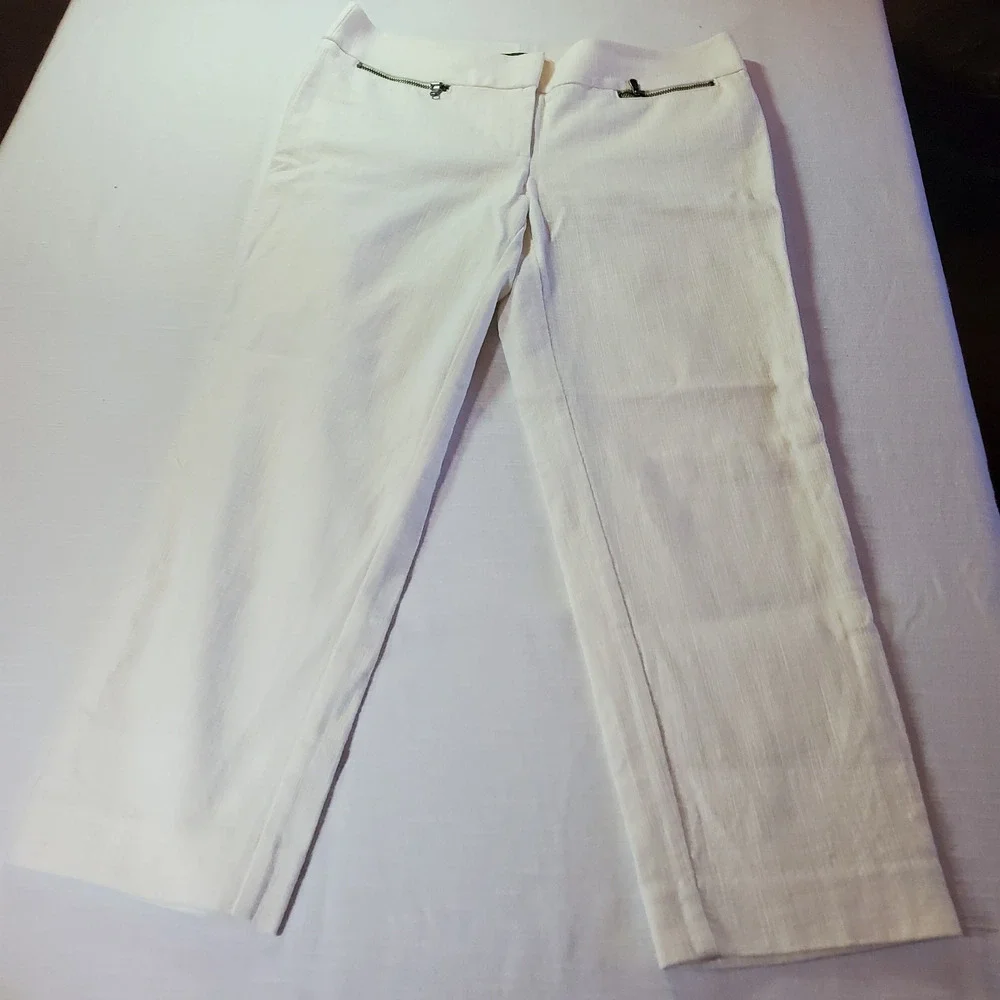 Ann Taylor LOFT Womens Size 2P Marisa Cropped Pants Off White Cream Stretch
